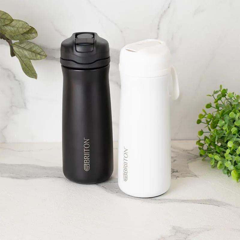 H2O Splash Hot & Cold Thermos Water Bottle (Black & White, 600 mL Each) - Set Of Two media 1