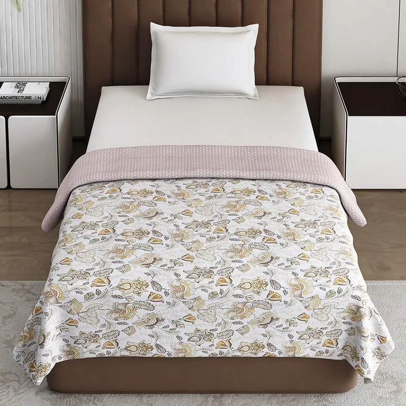 Monte Carlo Petalisa Floral Polycotton Reversible Dohar (Light Brown) - 150 GSM media 5
