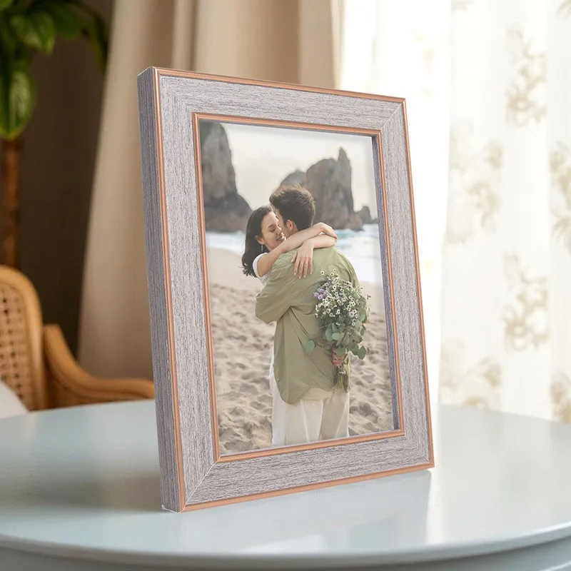 Nova Brushed Photo Frame - Grey & Gold media 1