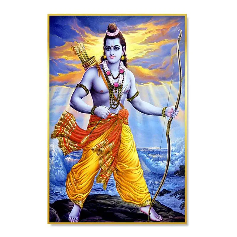 Ramachandra Dharma Spiritual Canvas Wall Painting With Frame - Gold media 3