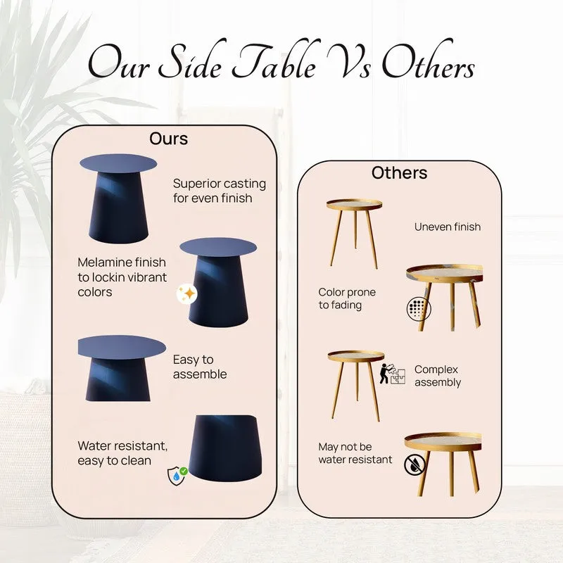 Comparison graphic showing blue side tables and other table styles