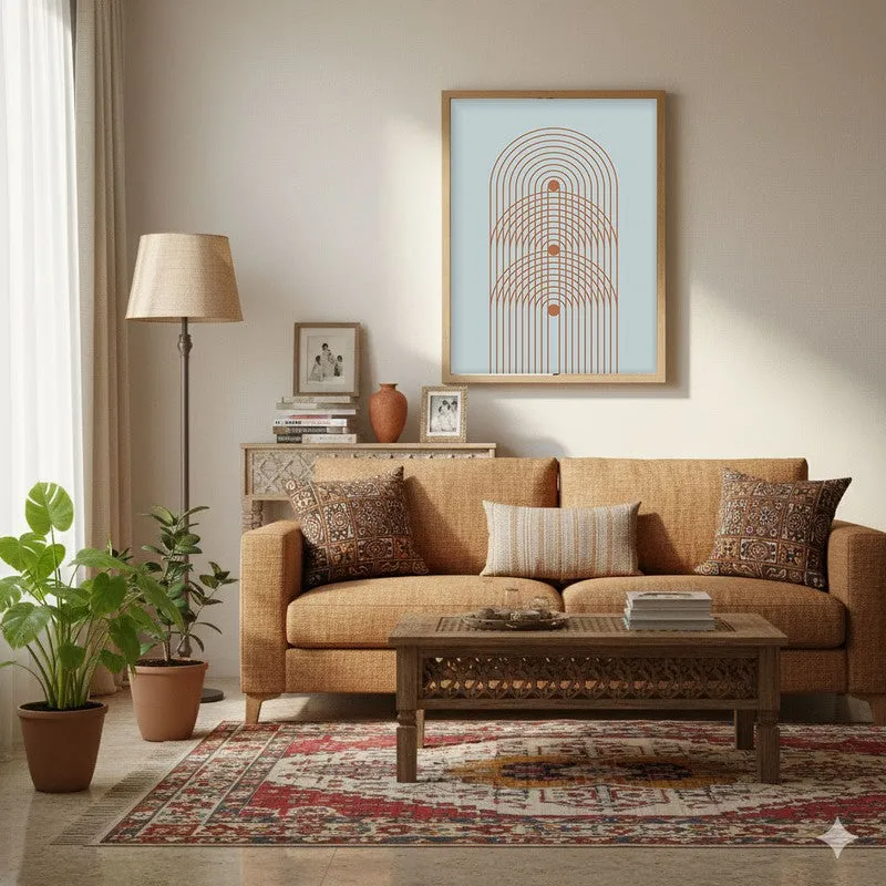 Azure Arches Canvas Wall Painting With Brown Frame media 4