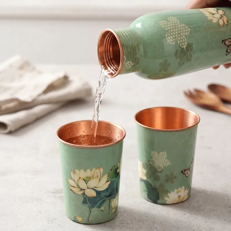 Sage Serenity Copper Bottle with Glasses - Three Piece Set media 5