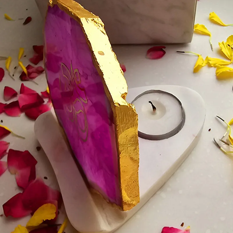 Sacred Om Tealight Candle Holder - Pink media 4