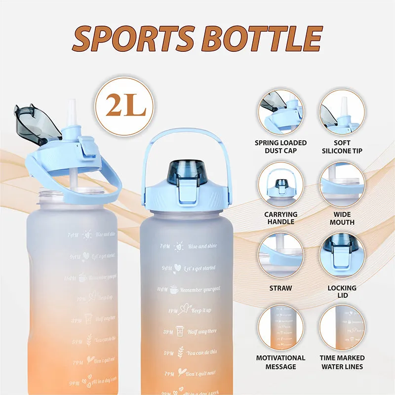 Ombre Sip Water Tumbler With Straw & Stickers (Blue,Orange) - 2 L media 7