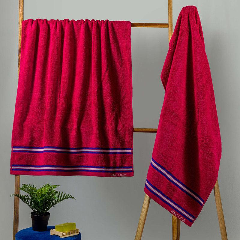 Nautica Dove Down Cotton Towel Set (Burgundy) - Set Of Two media 3