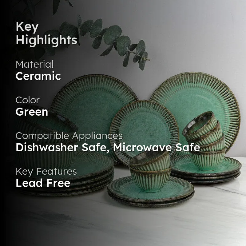 Mintora Green Ceramic Dinner Set - 20 Piece Set media 2