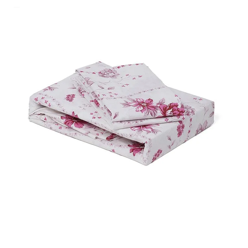 Monte Carlo Petal Matrix Cotton Bedsheet (White,Pink) - 104 TC media 8