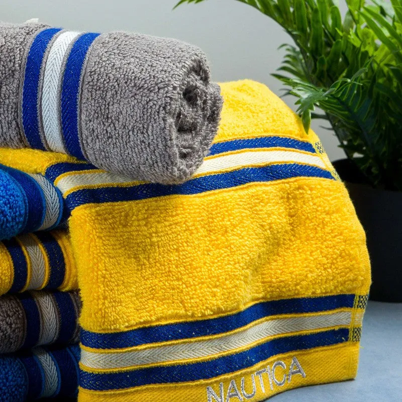 Nautica Dove Dual Down Cotton Hand Towel (Blue,Yellow & Grey) - Set Of Six media 4