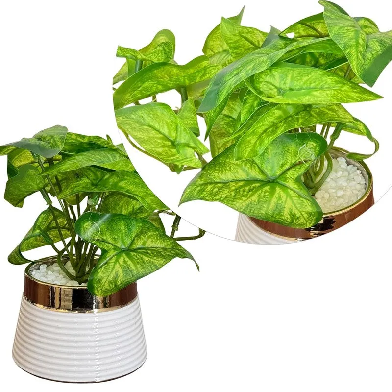 Opalyn Ceramic Vase With Artificial Plant media 5
