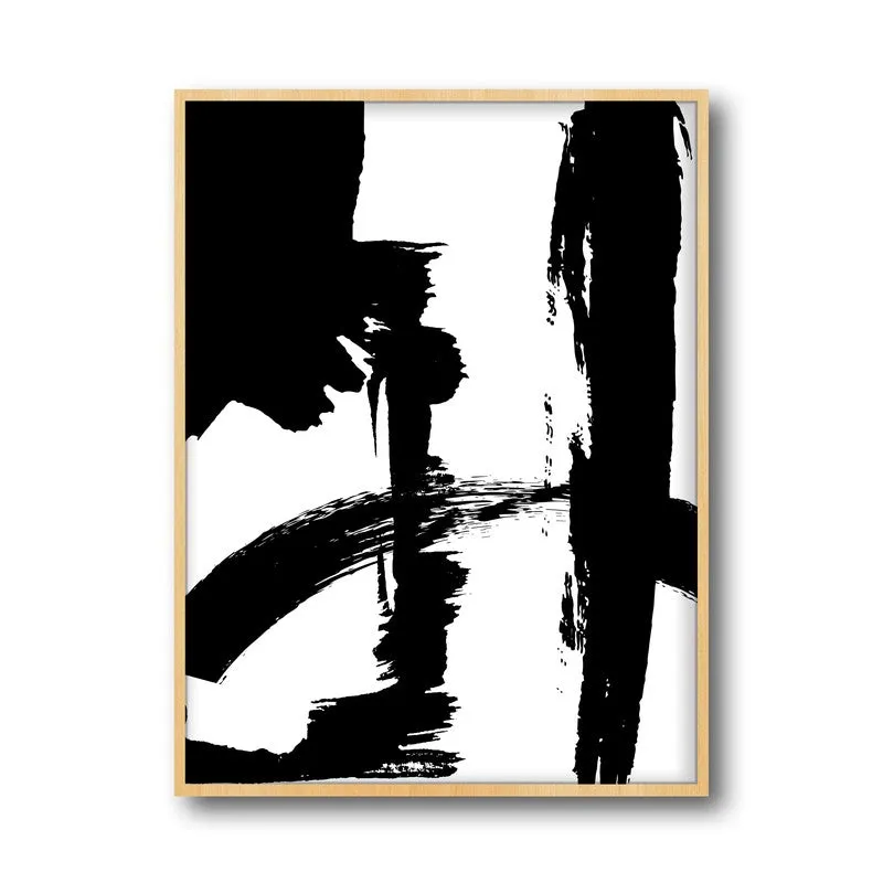 Strokes Of The Void Framed Canvas Archival Canvas Wall Painting - Natural Brown Frame media 4
