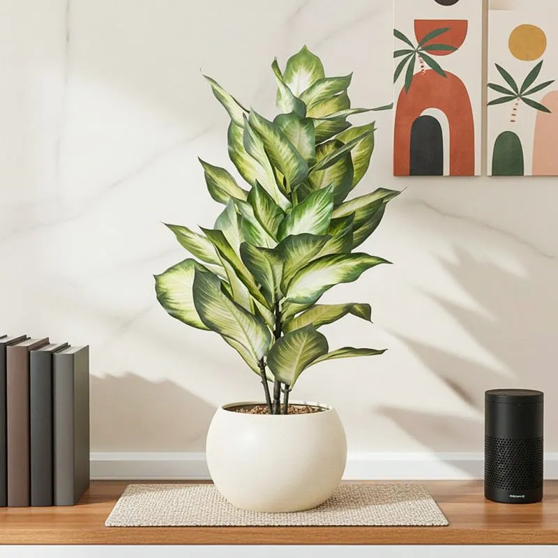 Artificial Golden Dieffenbachia Plant Without Pot - 2 Feet media 1