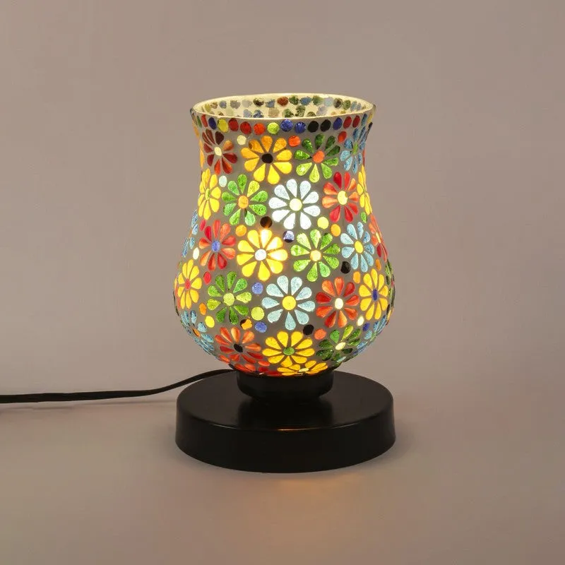 Flamette Mosaic Glass Table Lamp With Wooden Base - Multicolor media 6