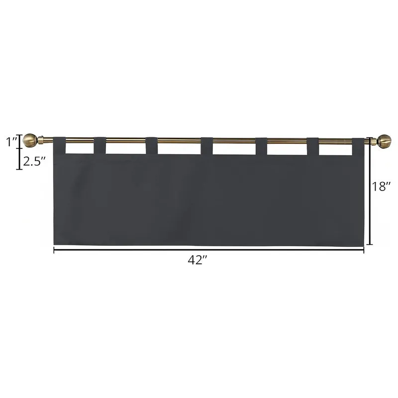 Tab Tale Flat Curtain Valance (Grey) - Set Of Two media 9