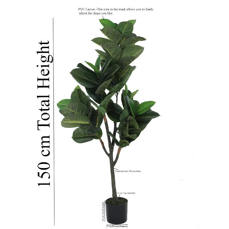 Faux Rubber Plant With Black Plastic Pot media 6