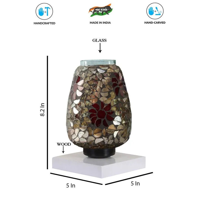 Glazelle Mosaic Glass Table Lamp With Wooden Base - Multicolor media 9