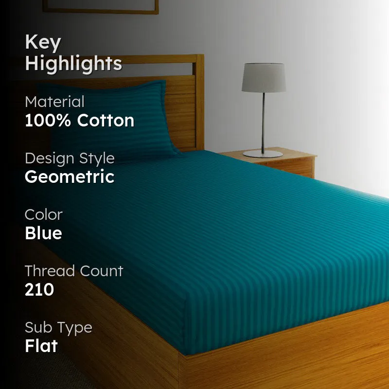 Hilton Cotton Bedsheet (Teal) - 210 TC media 2