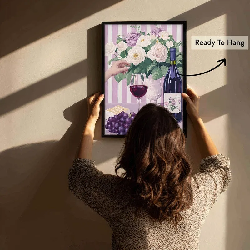 Floral Wine Archival Canvas Wall Art - Black media 6