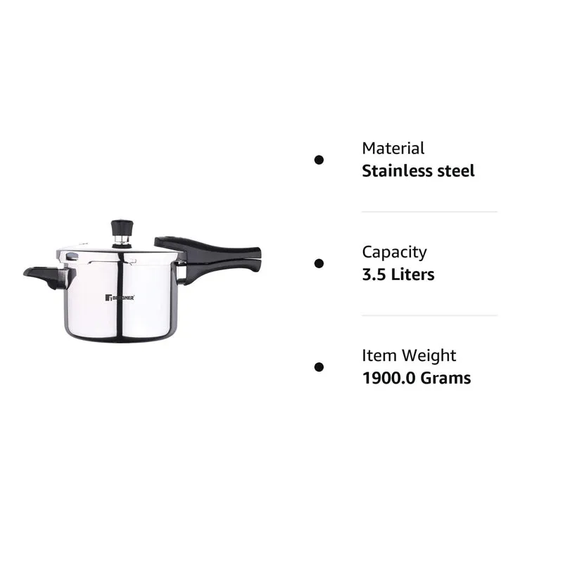 Bergner Argent Triply Pressure Cooker With Outer Lid - 3500 mL media 3