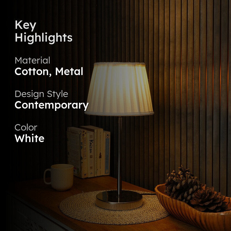Ethereal Metal Base Cotton Table Lamp - White media 2