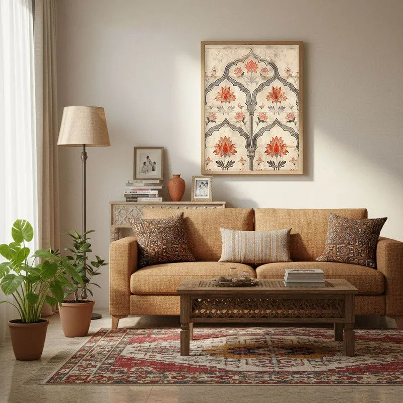 Lotus Arch Canvas Wall Painting With Brown Frame media 3