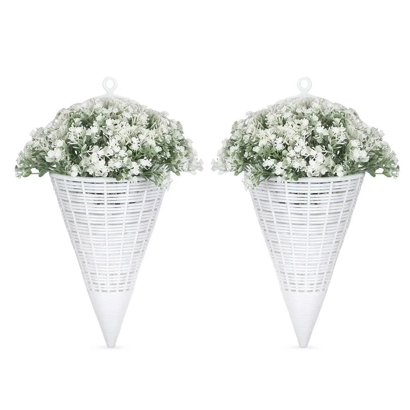 Artificial Flowers (White) with Pot - Set Of Two media 6