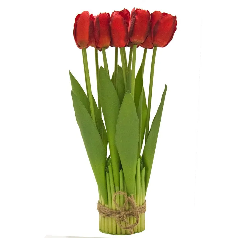 Artificial Tulip Flower Bunch Timeless Charm - Red media 5