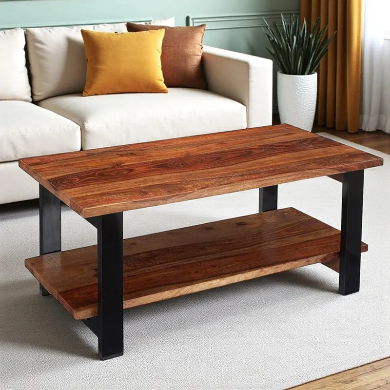 Xirox Sheesham Wooden Center Table - Brown,Black media 1