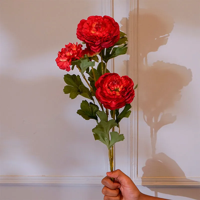 Faux Peony Flower Stick (Red) - 35 CM media 3