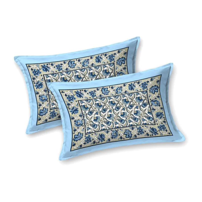 Lineet Cotton Bedsheet (Blue,White) - 240 TC media 4