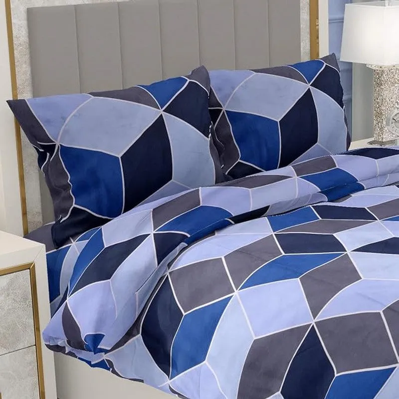 Trixie Geomatric Microfiber Bedsheet (Blue) - 110 GSM media 4