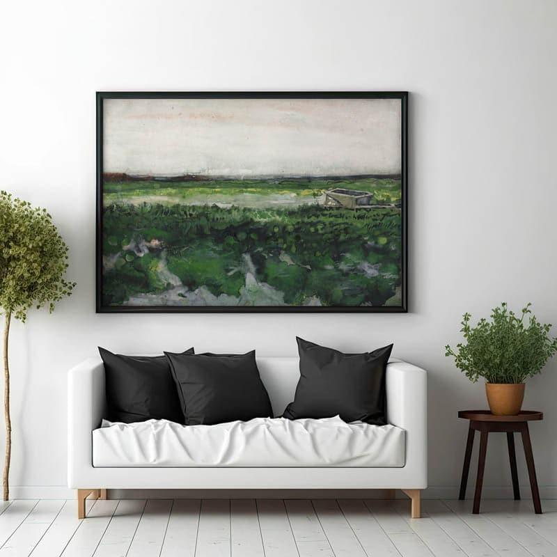 Wheelbarrow By Vincent Van Gogh - Black Frame
