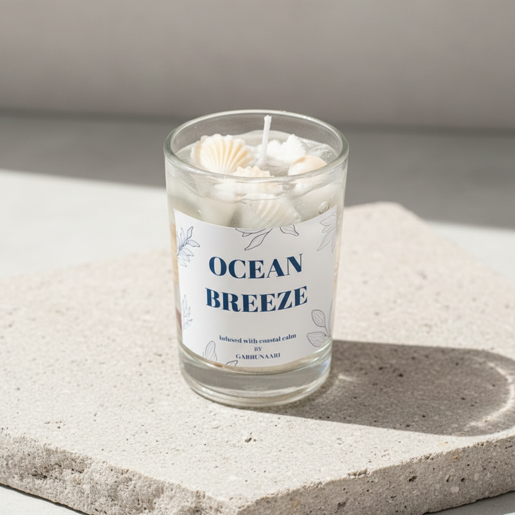 Ocean Pebbles Scented Candle - Vanilla, Cinnamon