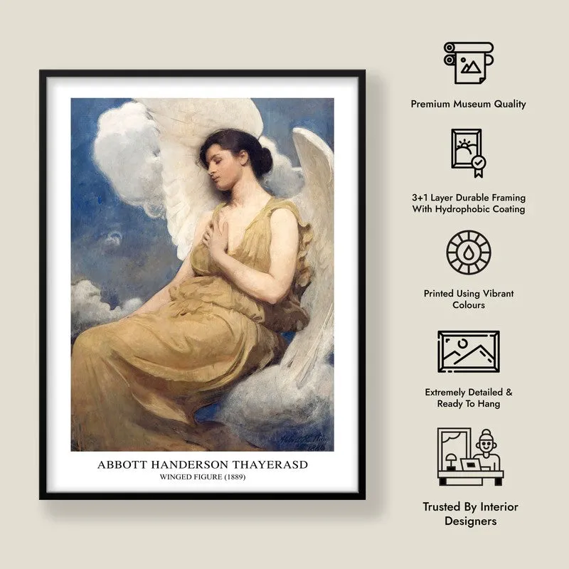 Winged Figure Abbott Handerson Thayer Archival Canvas Wall Painting - Black Frame media 8