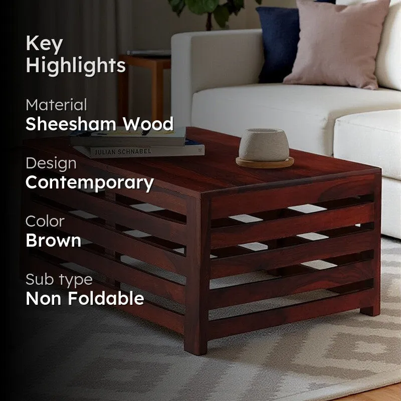 Cenrox Sheesham Wooden Center Table - Rich Brown media 2