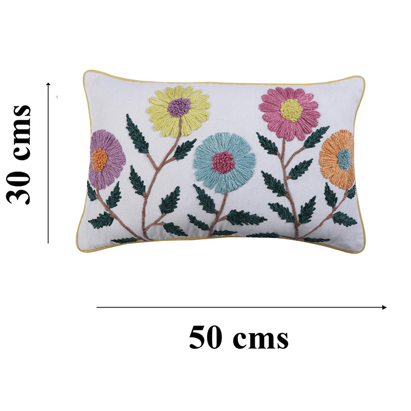 Manjari Embroidered Cotton Cushion Cover media 5
