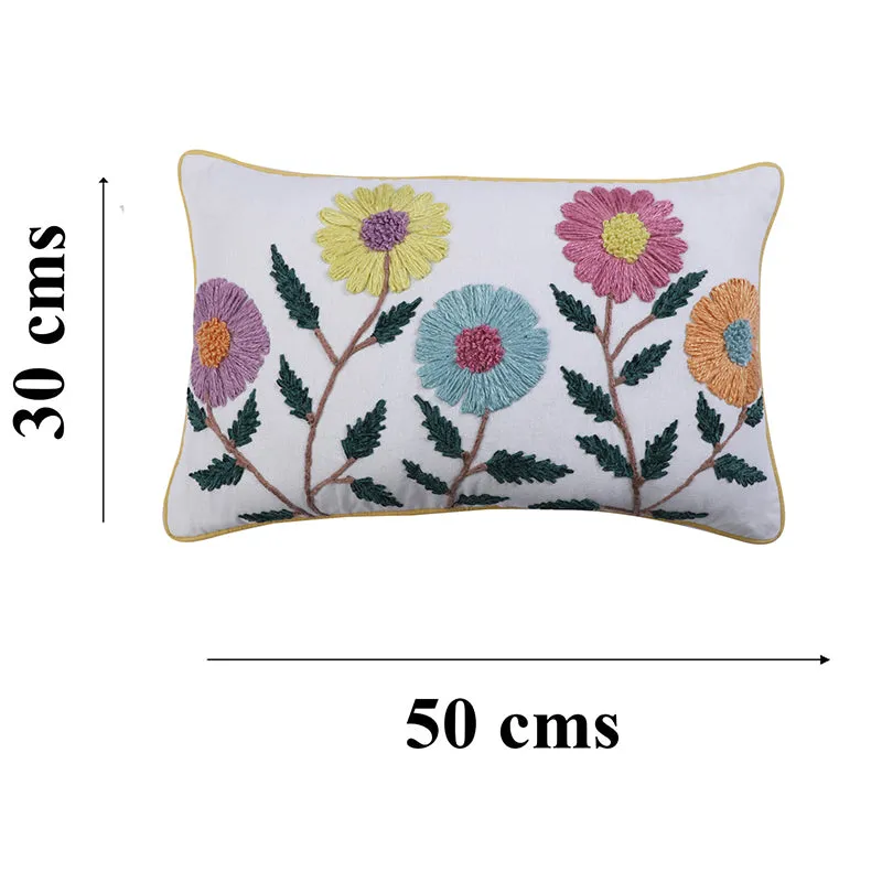 Manjari Embroidered Cotton Cushion Cover media 5