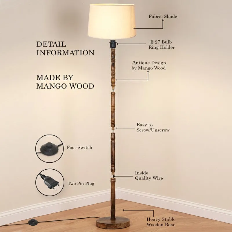 Birdsong Bloom Printed Wooden Floor Lamp - Ivory & Red media 5