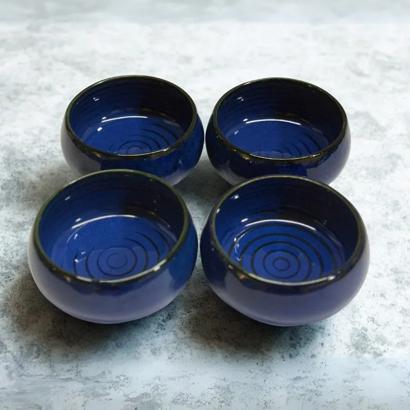 Nocturne Handcrafted Ceramic Dip Bowls (Blue,150 mL) - Set Of Four media 4