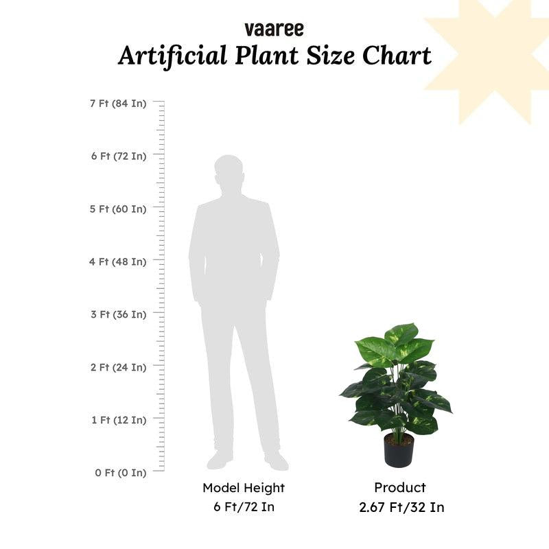 Faux Lush Pothos Plant With Black Plastic Pot - 2.6 Feet media 7