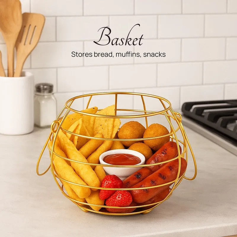Pot Luck Basket With Lid - Gold media 4