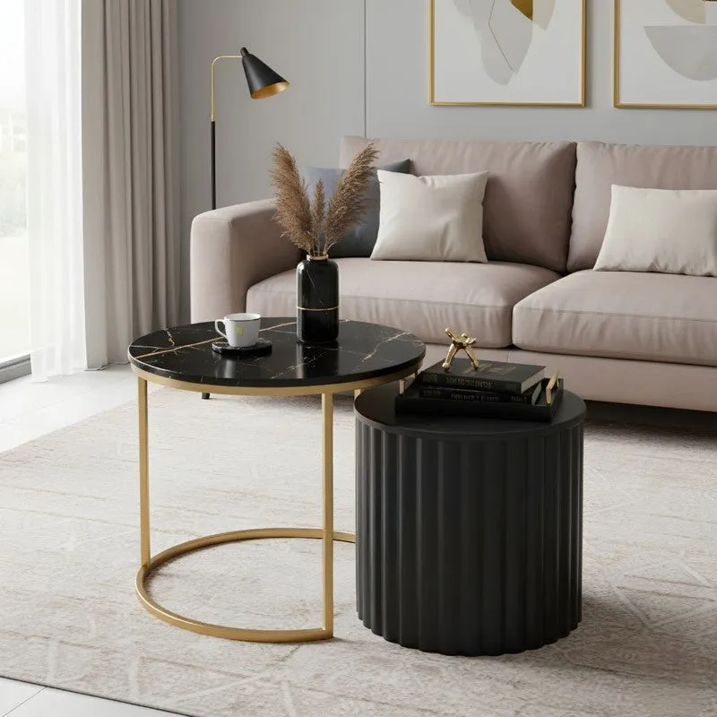 Elvora Center Table (Black & Gold) - Set Of Two media 1