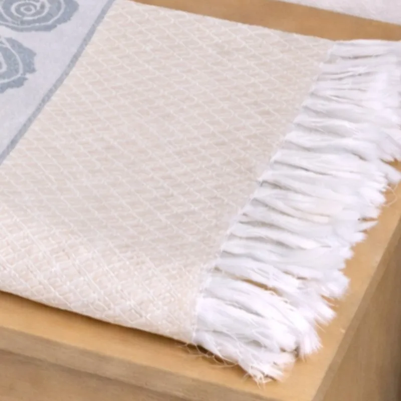 Rosette Cotton Bath Towel (Grey & White) - Set Of Two media 6