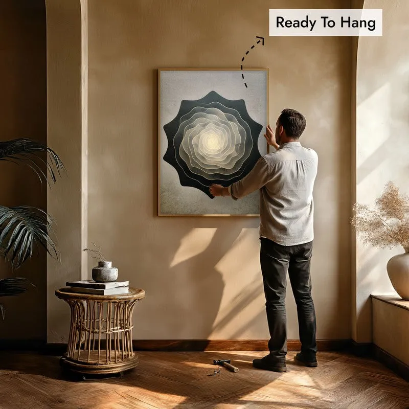 Whispering Layers Archival Paper Wall Painting With Brown Frame media 5