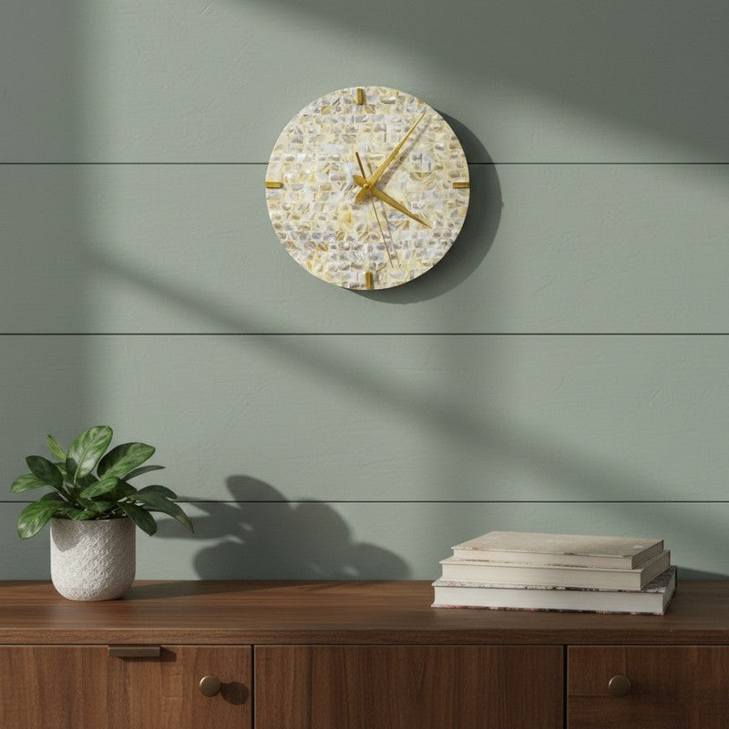 Kai Handcrafted Mother Of Pearl Wall Clock media 3
