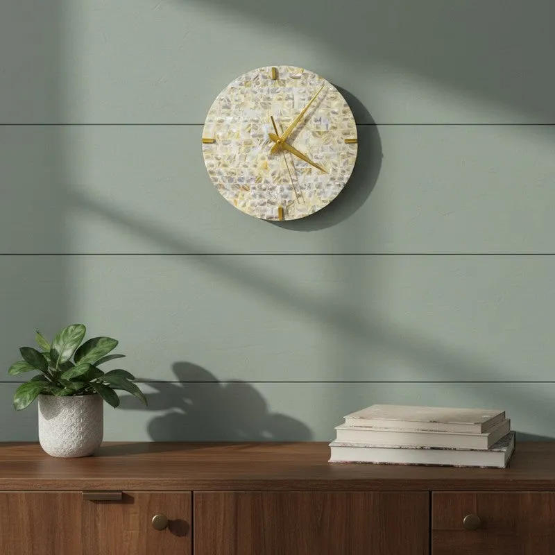 Kai Handcrafted Mother Of Pearl Wall Clock media 3