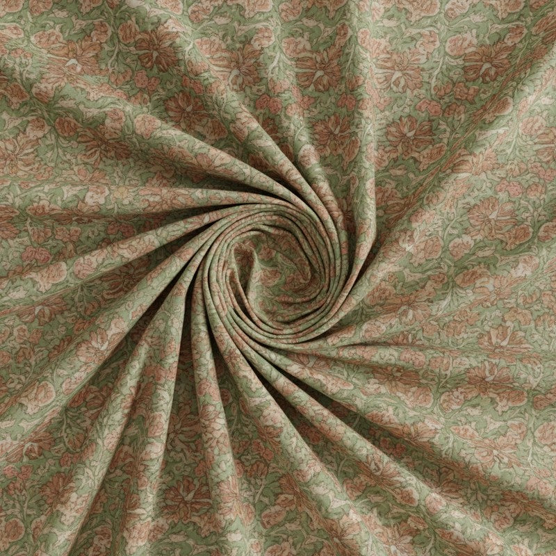 Aayushi Cotton Bedsheet (Green, Peach) - 180 TC media 5