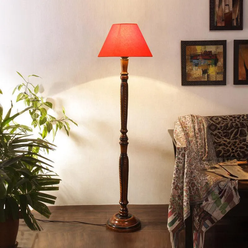 Hima Vintage Wooden Floor Lamp - Orange media 1