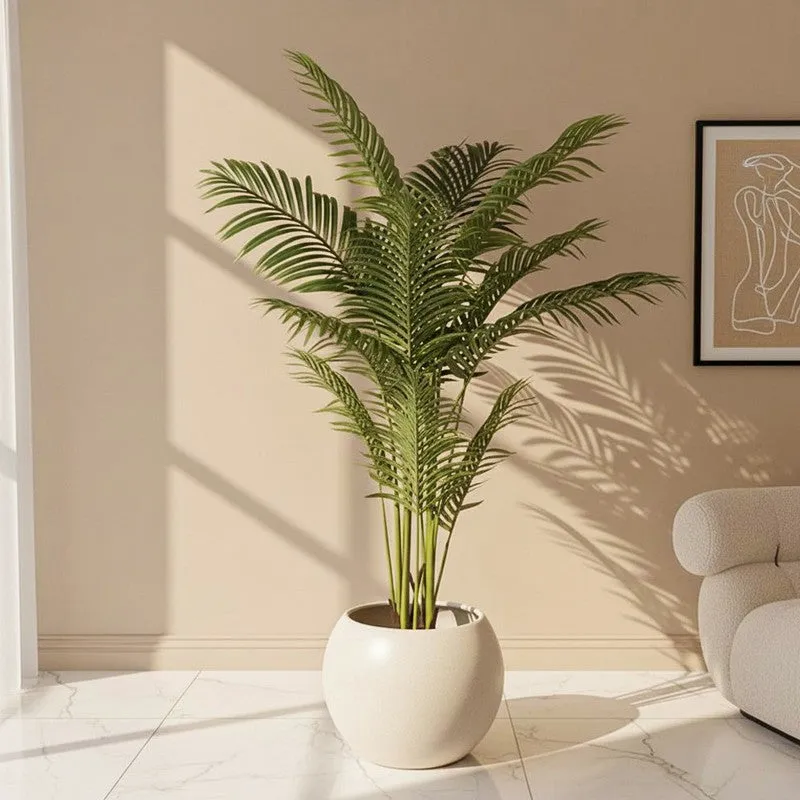 Faux Lush Dypsis Areca Plam Plant With Black Plastic Pot -5 Feet media 1
