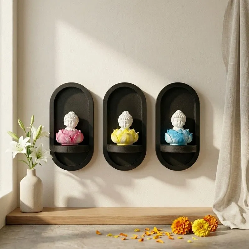 Zen Monks Resin Wall Accent - Set of Three media 3